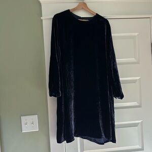 Eileen Fisher velvet swing dress, XL, deep blue-purple color